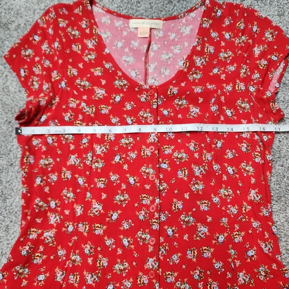 Band of Gypsies Floral Button Up Tie Back Skater Dress Cap Sleeve Pockets Medium - Picture 4 of 11